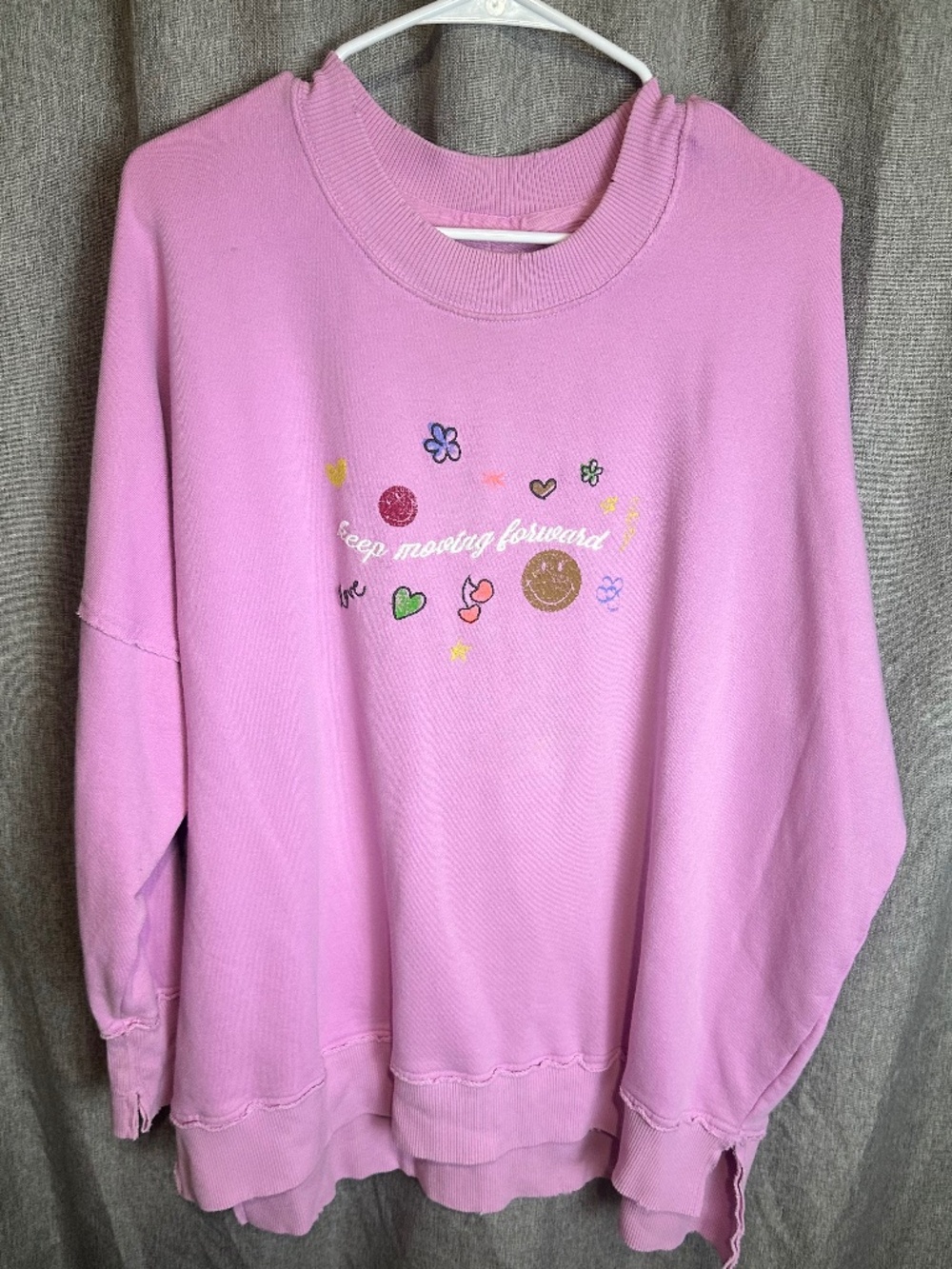 Aerie "Keep Moving Forward" Down To Earth Oversized Pink Crewneck Sweatshirt - S